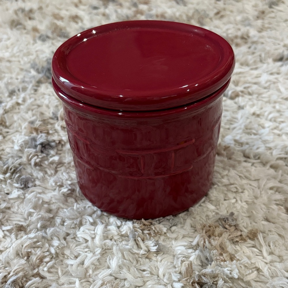 Longaberger Rich Burgundy Pottery Container